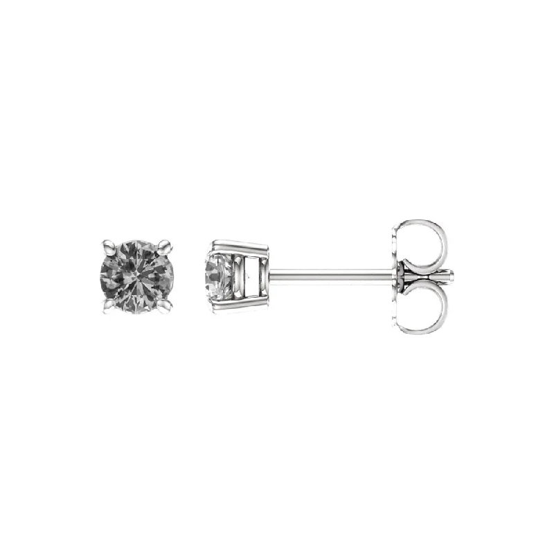 oval earrings for women -4mm Round White Sapphire Stud Earrings in 14k White Gold