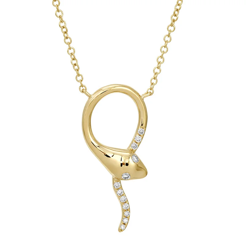 gold-plated necklaces for women -BECCA SNAKE OVAL NECKLACE