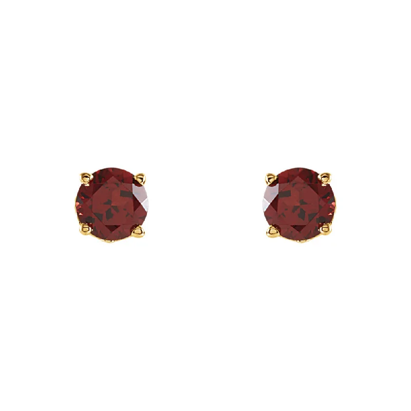 pearl drop earrings for women -6mm Mozambique Garnet Stud Earrings in 14k Yellow Gold