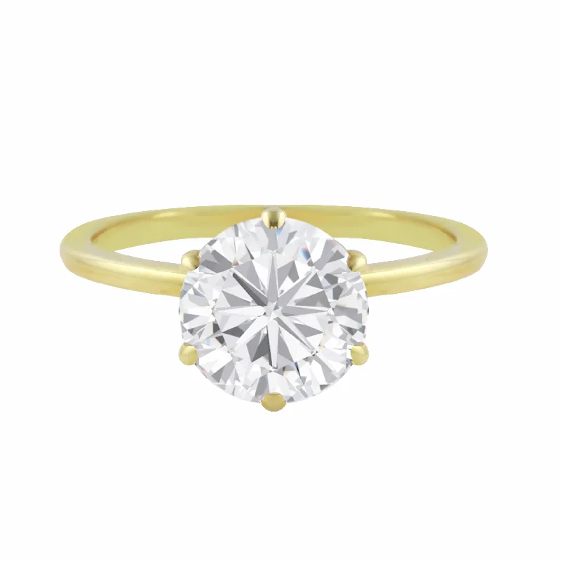 bridal set engagement rings -Round Diamond Six Prong Solitaire Engagement Ring