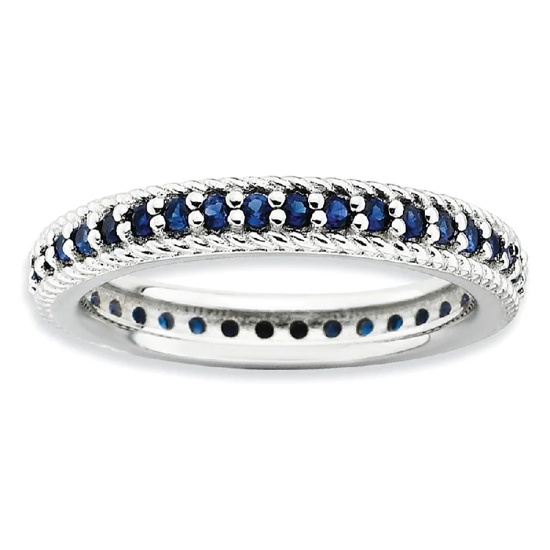 best delicate rings for women -3.25mm Sterling Silver Stackable Created Sapphire Eternity Ring