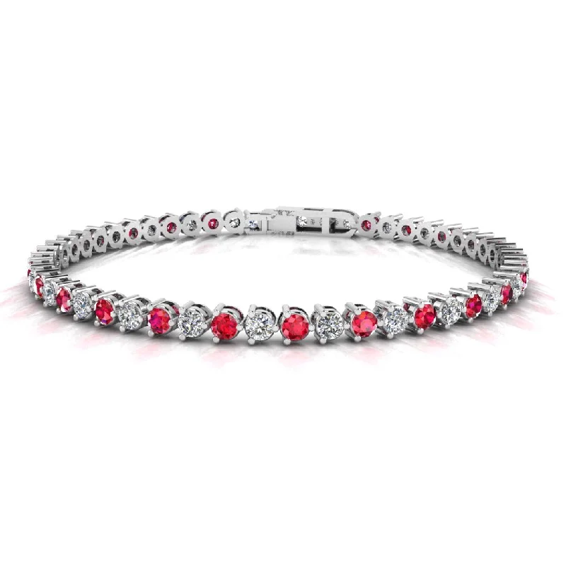 celestial star bracelets for women -Round Brilliant Diamond and Ruby 3 Claw Bracelet BRDR45512