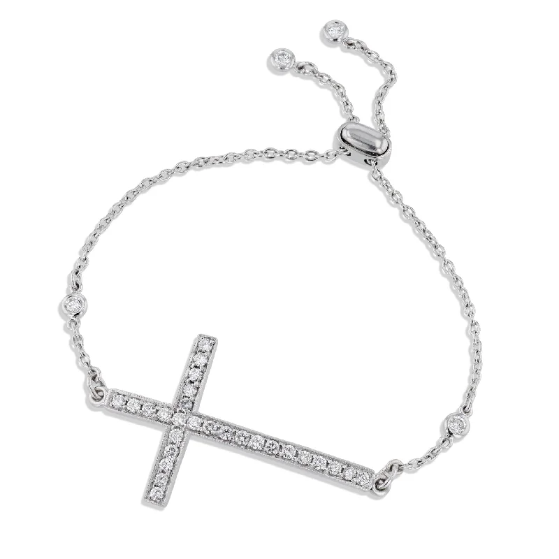 handcrafted bracelets for women -Pave Diamond Cross Bracelet