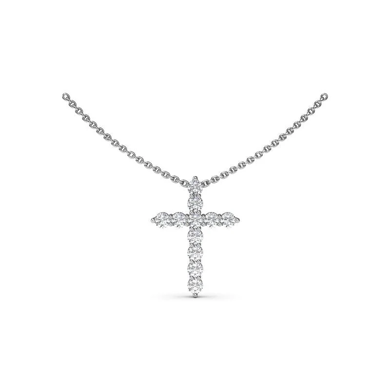 choker necklaces for women -Diamond Prong Cross Necklace P5119