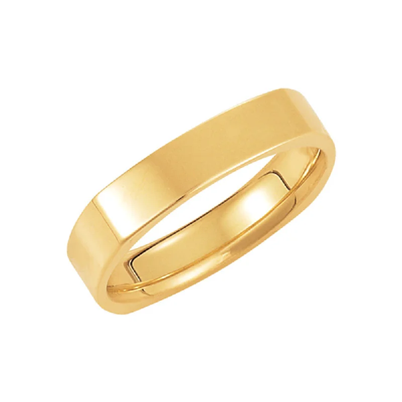 oversized statement rings -4mm Square Comfort Fit Polished Band in 14k Yellow Gold