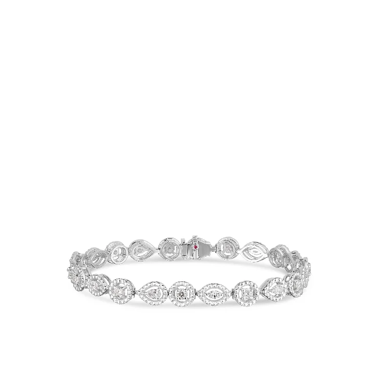 dainty bracelets for women -18kt White Gold Dolcetta Alternating 3 Stone Diamond Bracelet