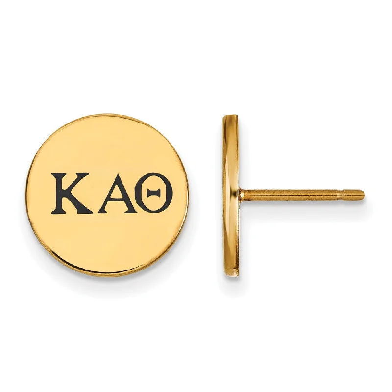 oval earrings for women -14K Plated Silver Kappa Alpha Theta Enamel Greek Letters Post Earrings