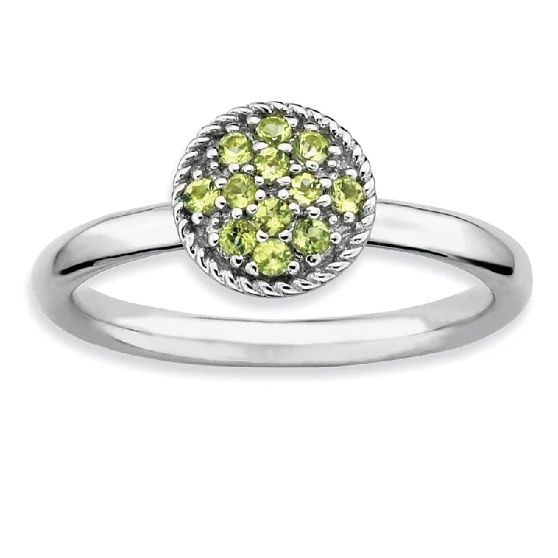 open rings for women -Silver Stackable Round 1/5 Cttw Peridot Ring