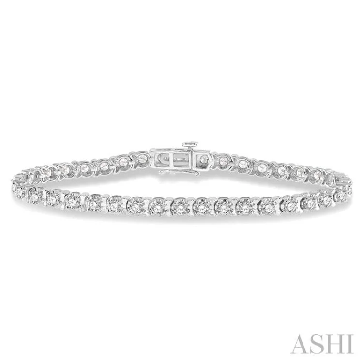 thin layering bracelets for women -4 ctw Round Cut Diamond Tulip Bracelet in 14K White Gold