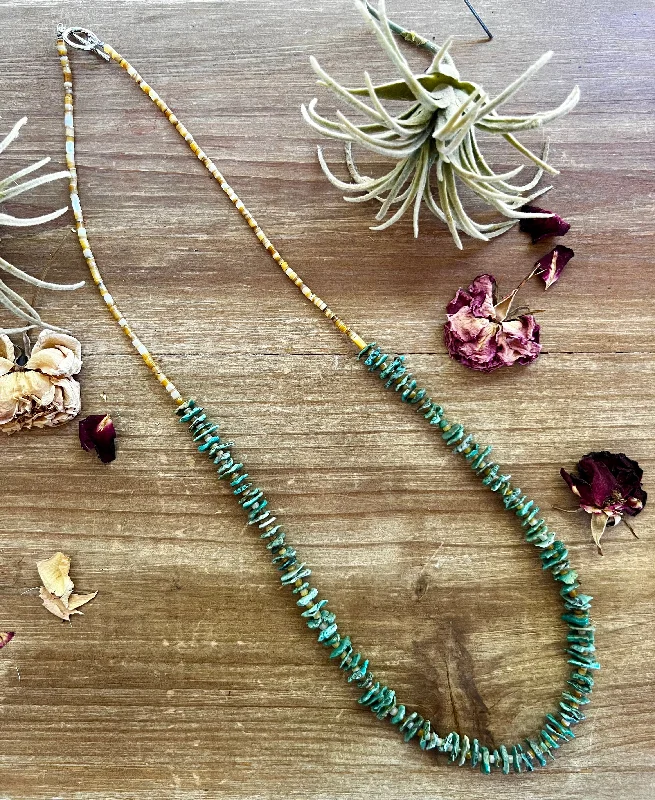 gemstone necklaces for women -28 inch long green chips turquoise necklace