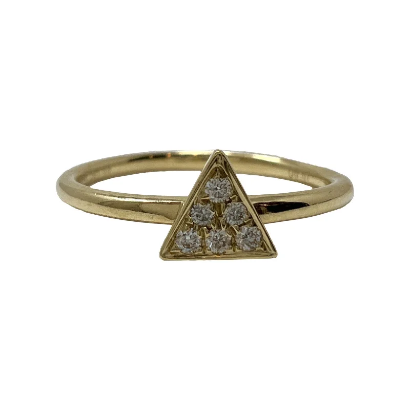 statement rings for women -14K Gold Ring with Triangular Shaped Pave Diamond Embellished Center Piece