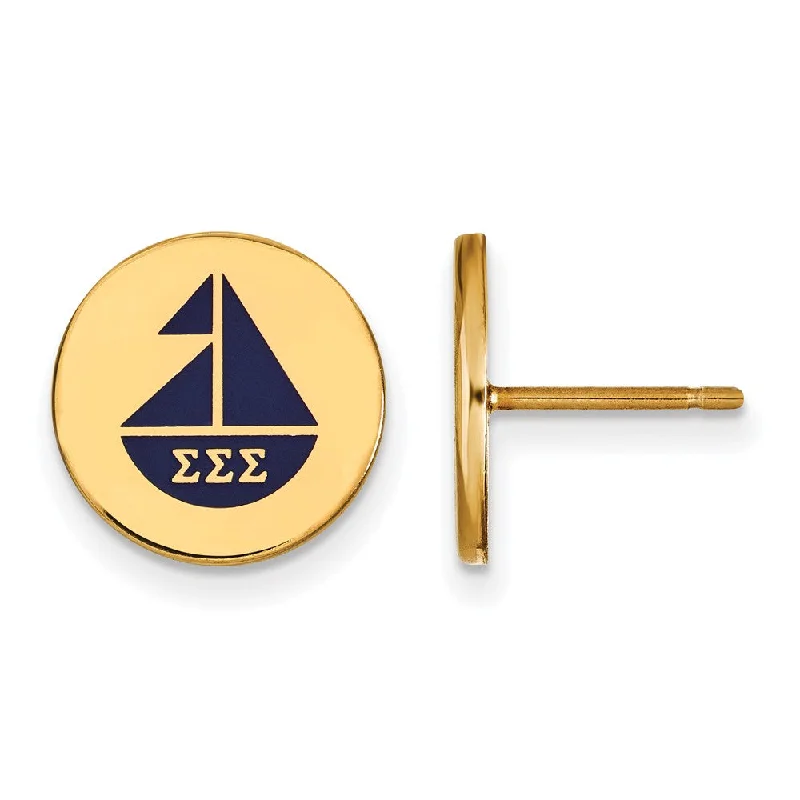 love knot earrings for women -14K Plated Silver & Enamel Sigma Sigma Sigma Sailboat Post Earrings