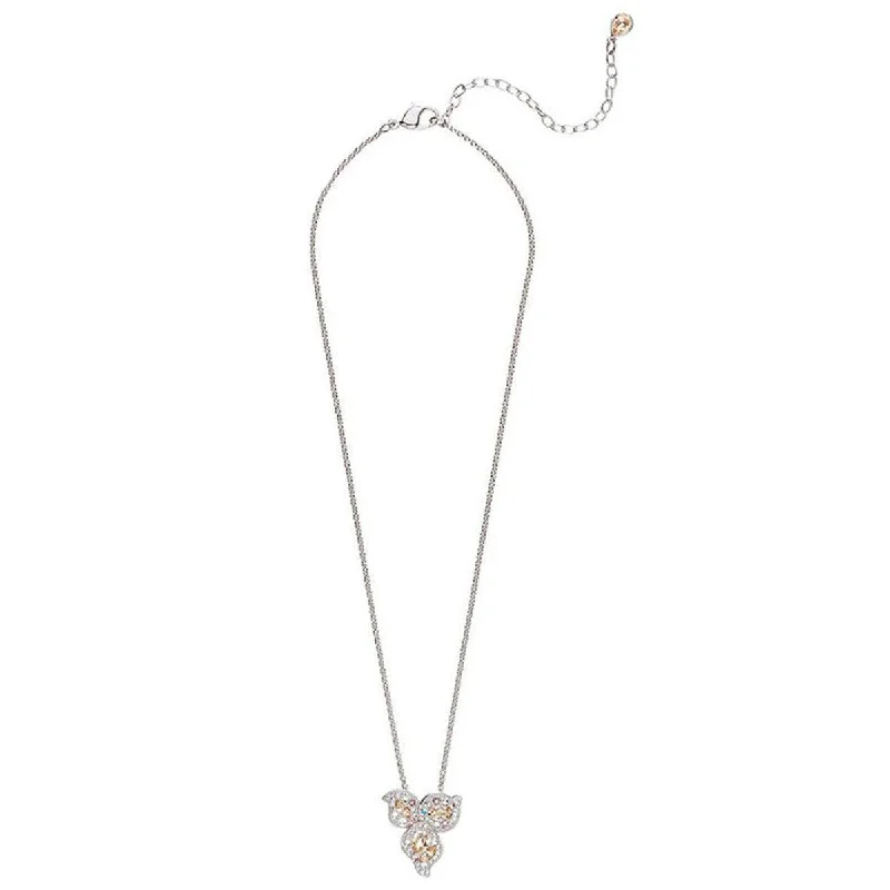 adjustable silver necklaces for women -Swarovski Women's Pendant Necklace - Graceful Bloom Palladium Plated | 5455660