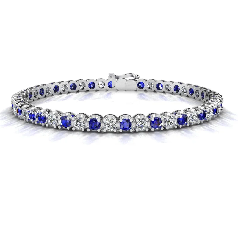 pave diamond bracelets for women -Round Brilliant Diamond and Sapphire Bracelet BR45558DS