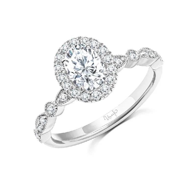 handcrafted engagement rings -Uneek Us Collection Halo Oval Shaped Engagement Ring