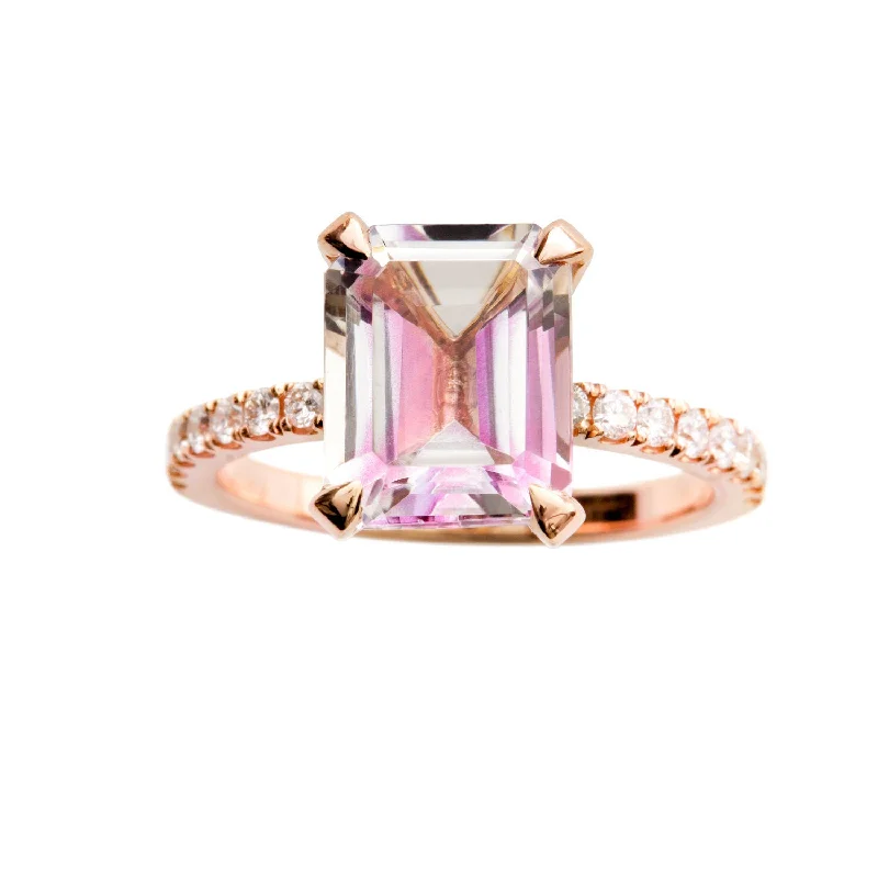 eco-friendly engagement rings -Topaz Engagement Ring Rose Gold, White, Pink