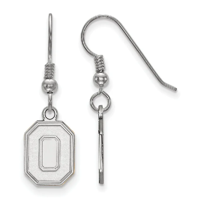 multi-layered earrings for women -Sterling Silver Ohio State University Small Initial O Dangle Earrings