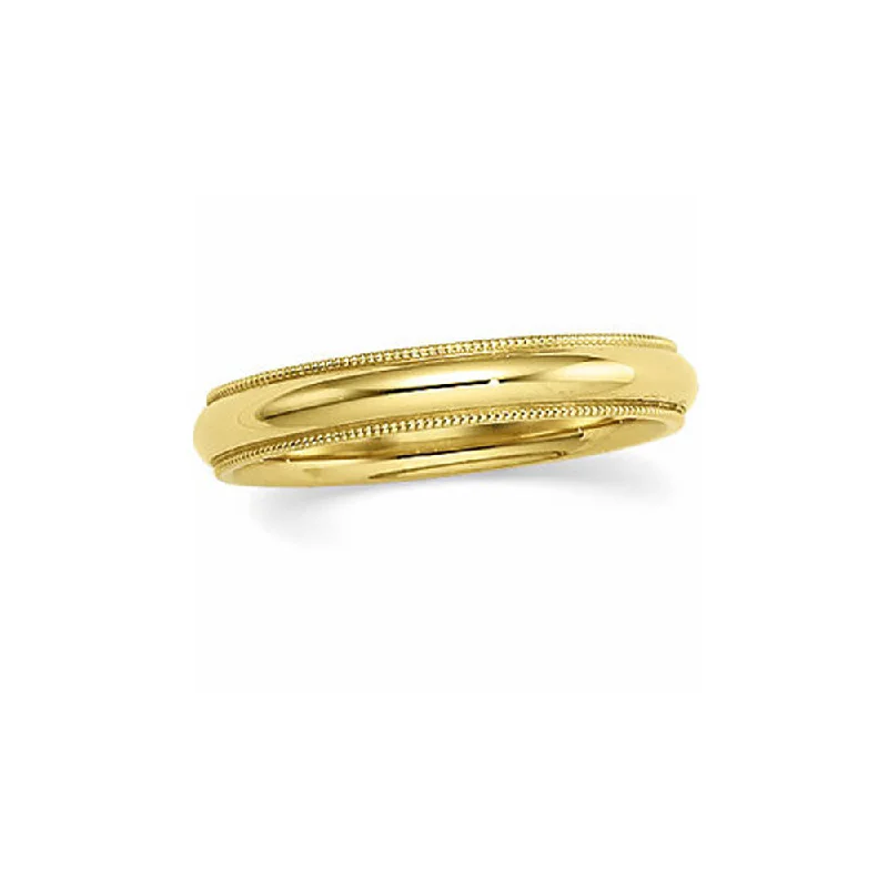 open rings for women -4mm Milgrain Edge Comfort Fit Domed Band in 14k Yellow Gold