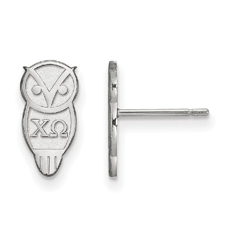 sapphire earrings for women -Sterling Silver Chi Omega XS Greek Owl Post Earrings