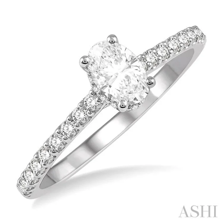 antique engagement rings -1/4 Ctw Semi-Mount Diamond Engagement Ring in 14K White Gold