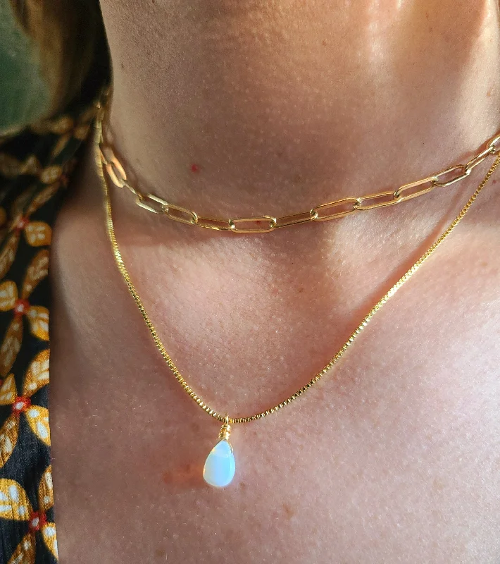 geometric necklaces for women -Opalite Charm Necklace