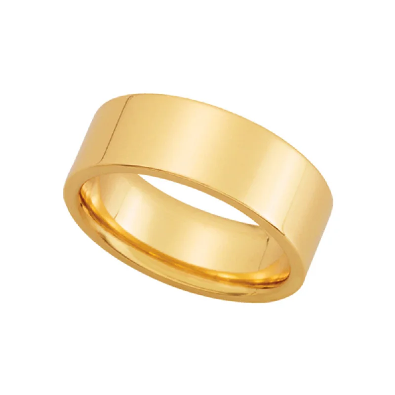 baguette rings for women -7mm Flat Comfort Fit Wedding Band in 14k Yellow Gold