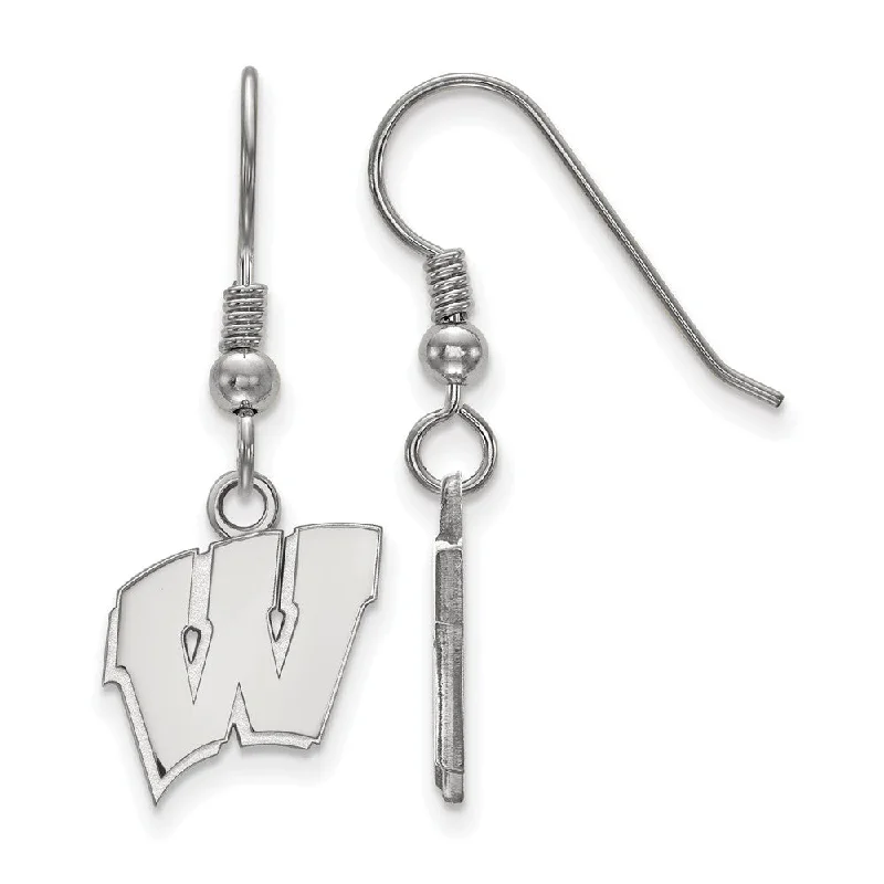 stud earrings for women -Sterling Silver University of Wisconsin Small 'W' Dangle Earrings