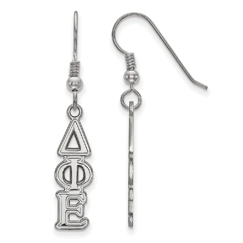 floral stud earrings for women -Sterling Silver Delta Phi Epsilon Dangle Small Earrings