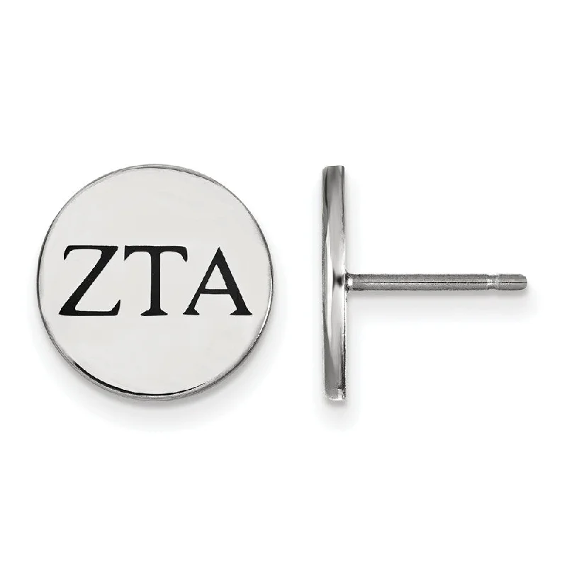 multi-layered earrings for women -Sterling Silver & Black Enamel Zeta Tau Alpha Post Earrings