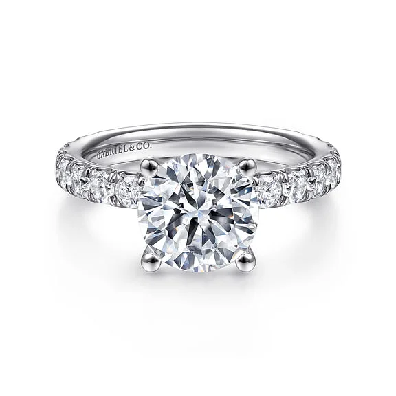 aesthetic engagement rings -14K White Gold Round Diamond Engagement Ring