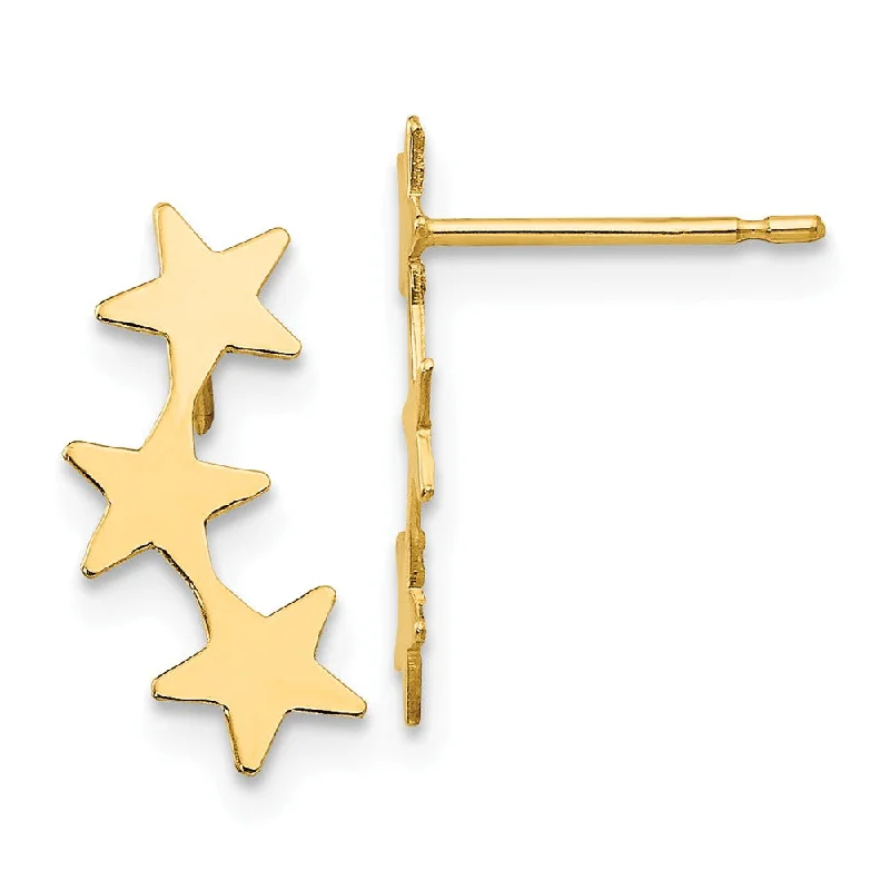 knotted earrings for women -Polished Three Star Post Earrings in 14k Yellow Gold