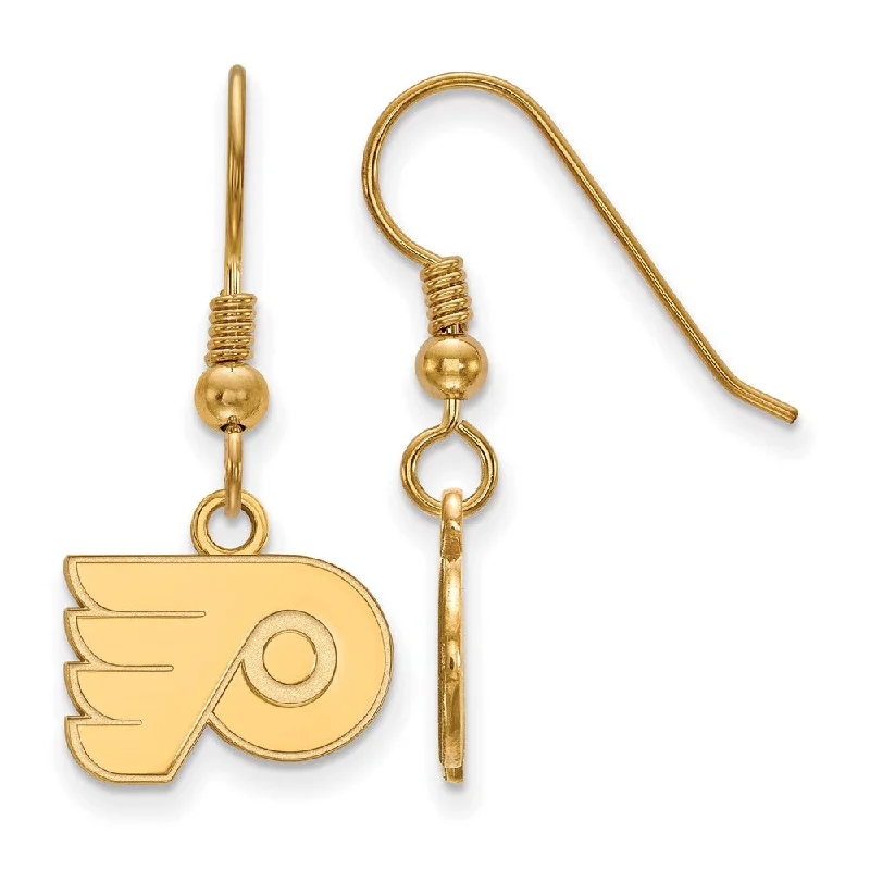 infinity earrings for women -SS 14k Yellow Gold Plated NHL Philadelphia Flyers XS Dangle Earrings