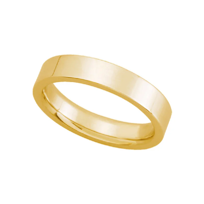 sun and moon rings for women -4mm Flat Comfort Fit Wedding Band in 14k Yellow Gold