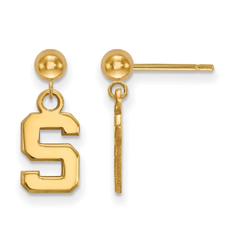 sun earrings for women -14k Yellow Gold Michigan State University Ball Dangle Earrings