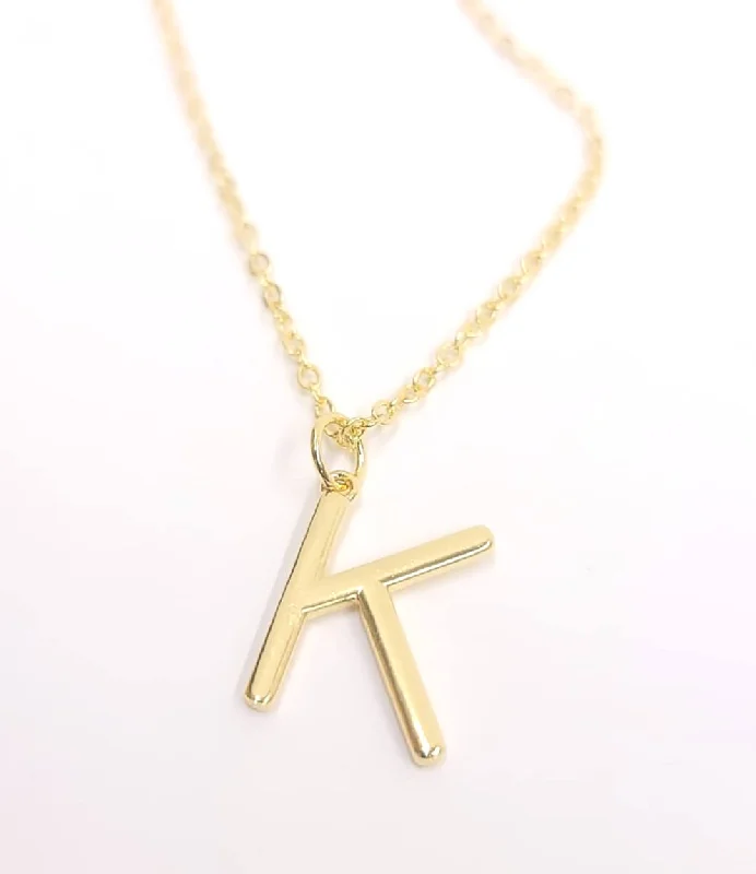 delicate charm necklaces for women -Block Letter Initial Necklace