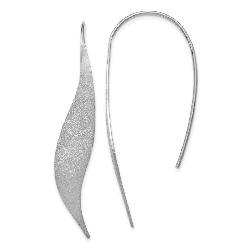 gold earrings for women -Brushed Ribbon Threader Earrings in Sterling Silver, 50mm (1 7/8 in)