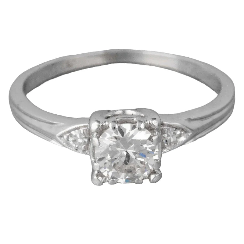 oval solitaire engagement rings -Modern Estate Platinum 900 G-H VS1 Diamond Engagement Ring 0.55ctw