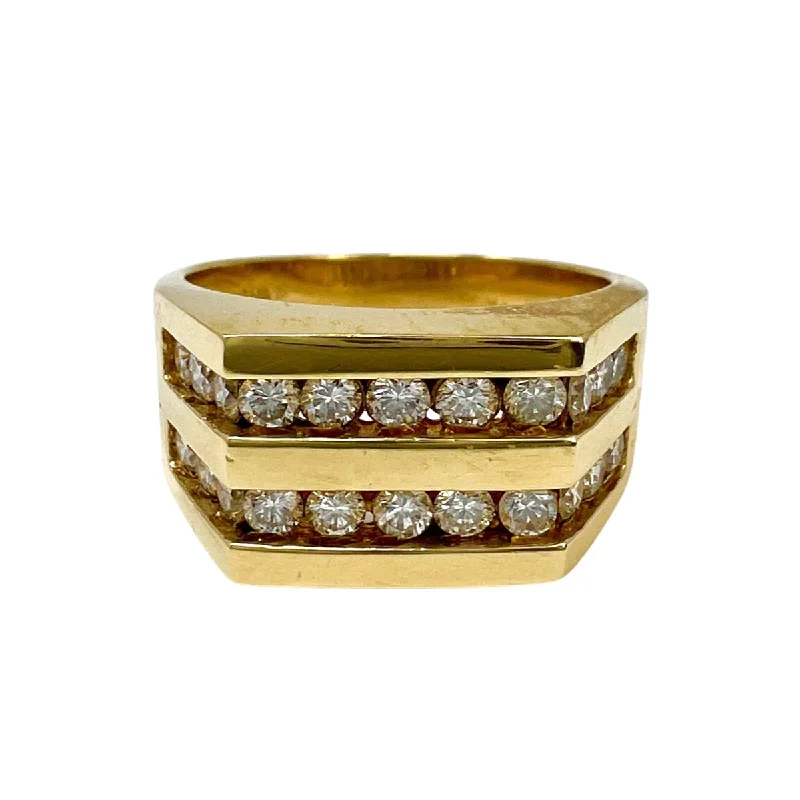 stylish silver rings for women -14K Gold Ring with 22 Channel Set Diamonds