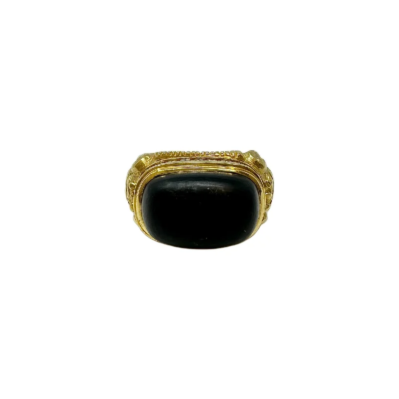 wedding band rings for women -M. Stowe 18K Matte Finished Gold Ring with Onyx  and Diamonds