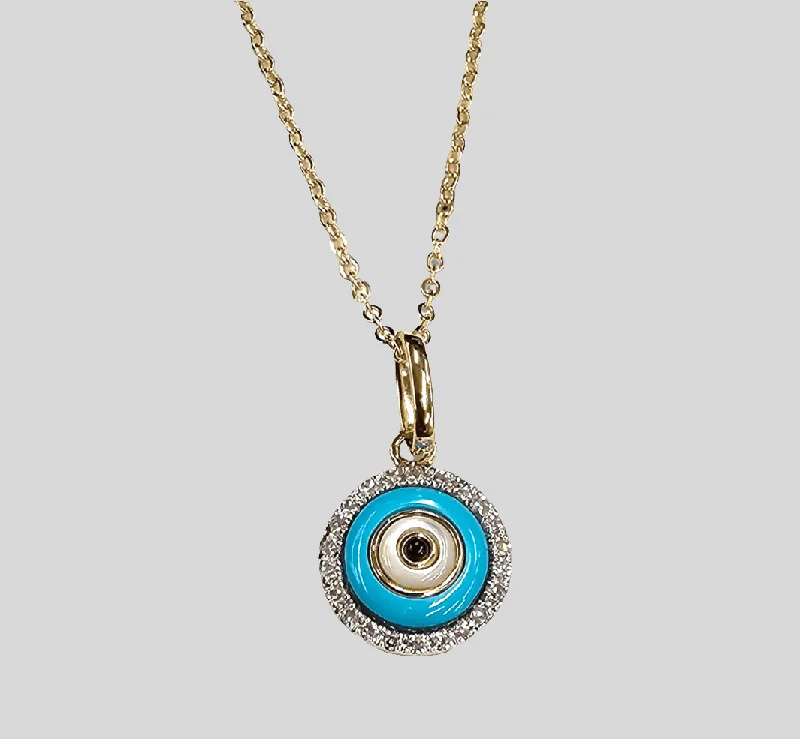 antique necklaces for women -Evil Eye 14kt Gold Enamel Necklace