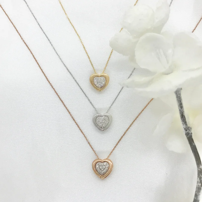 multi-stone necklaces for women -Icicles 10k Gold Bezelled Diamond Heart Necklace