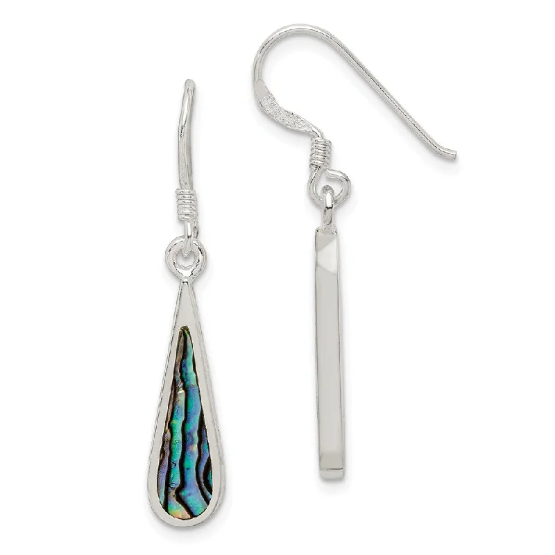 modern geometric earrings for women -Abalone Teardrop Dangle Earrings in Sterling Silver