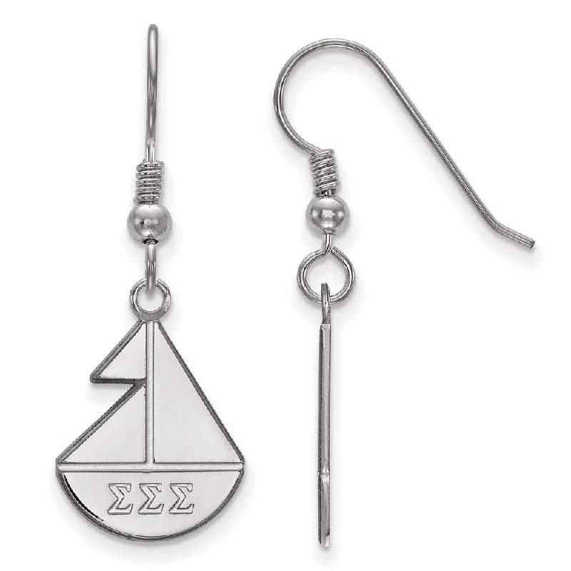 trendy earrings for women -Sterling Silver Sigma Sigma Sigma Small Dangle Earrings