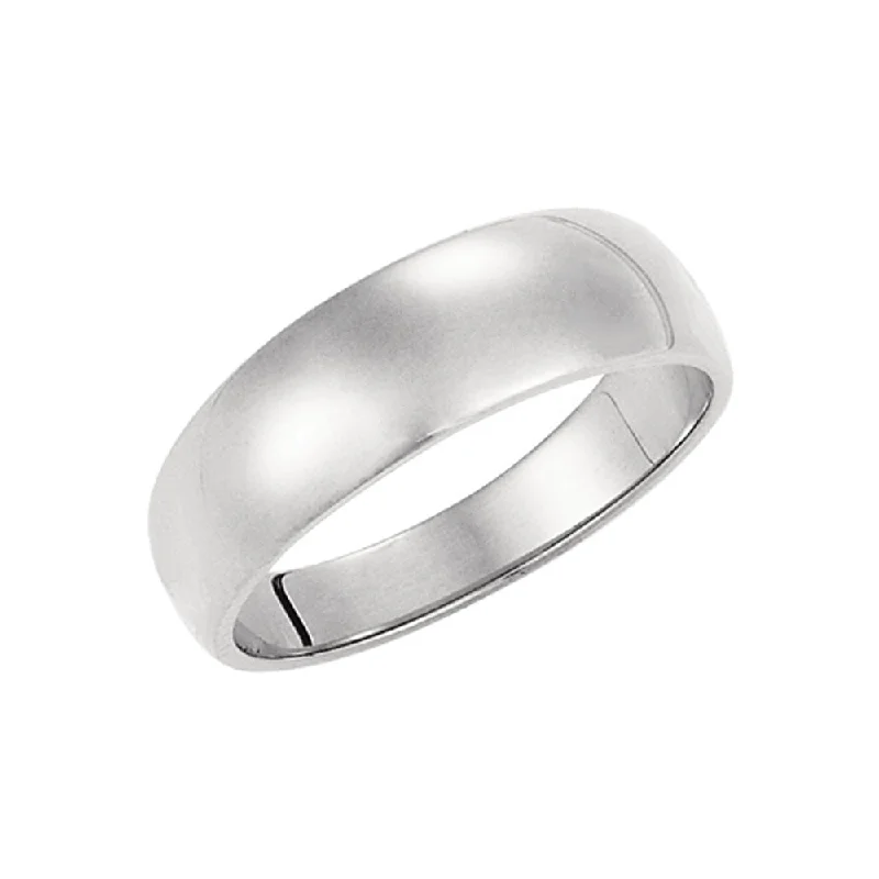 sun rings for women -6mm Half Round Tapered Wedding Band in 14k White Gold