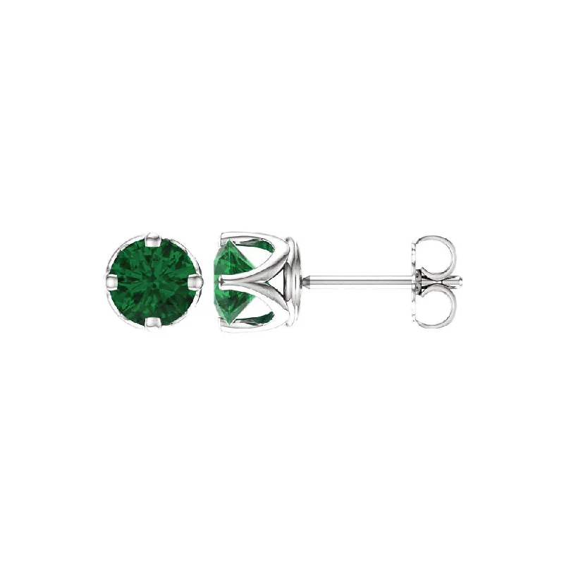 two-tone earrings for women -6mm Stud Earrings in 14k White Gold with Lab Created Emeralds