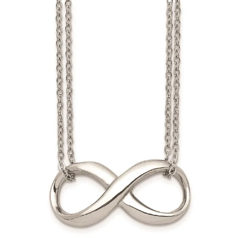 thin layering necklaces for women -Stainless Steel Polished Two Strand Infinity Symbol Necklace