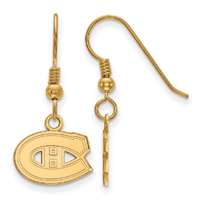 ear cuff earrings for women -SS 14k Yellow Gold Plated NHL Montreal Canadiens XS Dangle Earrings