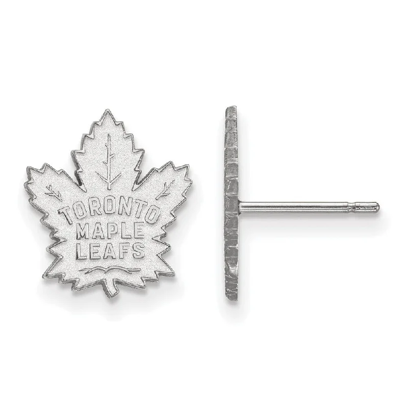 handcrafted earrings for women -10k White Gold NHL Toronto Maple Leafs Small Post Earrings