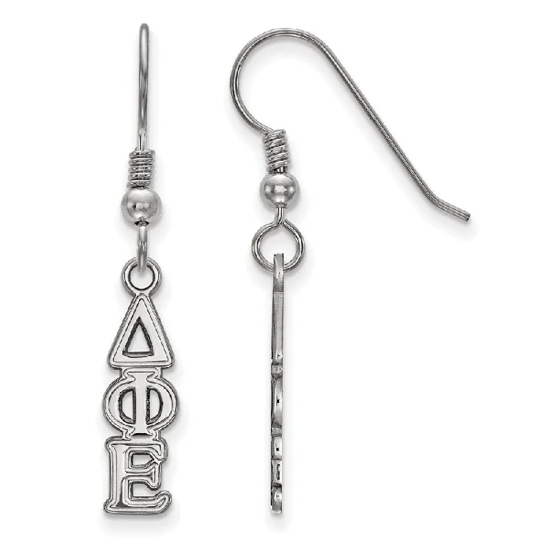 rose gold earrings for women -Sterling Silver Delta Phi Epsilon XS Dangle Earrings