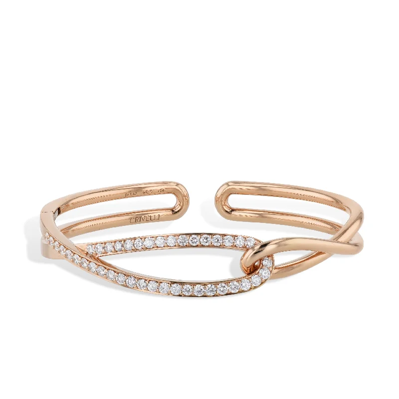 stackable bracelets for women -Rose Gold Pave Diamond Cuff Bracelet